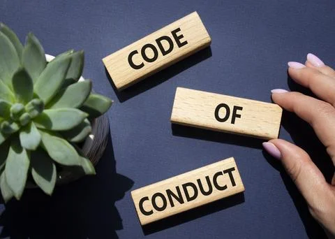 Code of conduct symbol. Wooden blocks with words Code of conduct. Businessm.. Stock-Fotos