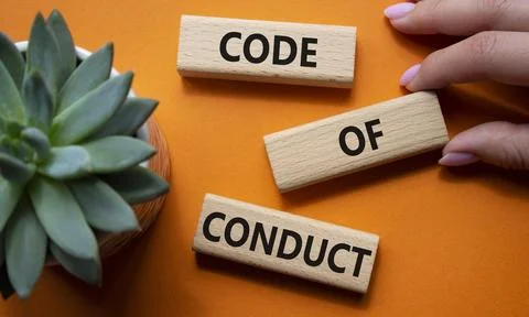 Code of conduct symbol. Wooden blocks with words Code of conduct. Businessm.. Stock-Fotos