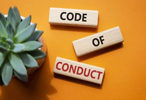 Code of conduct symbol. Wooden blocks with words Code of conduct. Beautiful.. Stock-Fotos