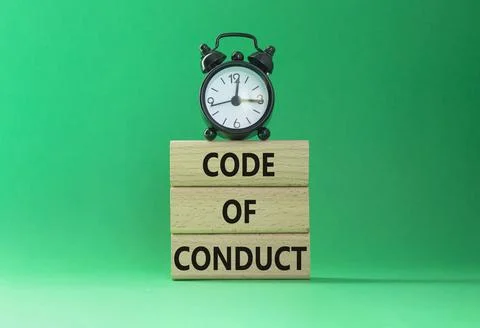 Code of conduct symbol. Wooden blocks with words Code of conduct with alarm.. Stock Photos