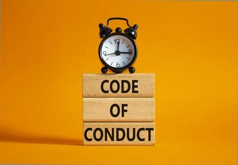 Code of conduct symbol. Wooden blocks with words Code of conduct with alarm.. Stock-Fotos