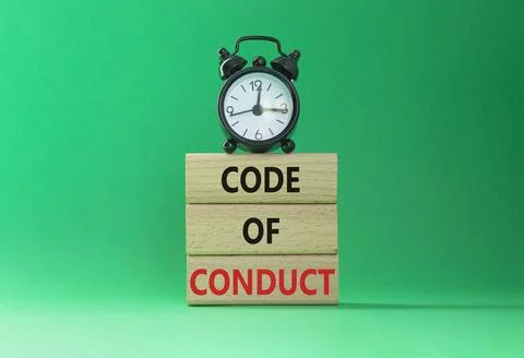 Code of conduct symbol. Wooden blocks with words Code of conduct with alarm.. Stock Photos