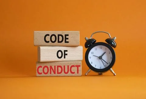 Code of conduct symbol. Wooden blocks with words Code of conduct with alarm.. Stock Photos