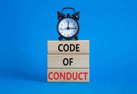 Code of conduct symbol. Wooden blocks with words Code of conduct with alarm.. Stock Photos