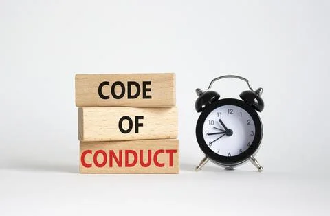 Code of conduct symbol. Wooden blocks with words Code of conduct with alarm.. Foto stock