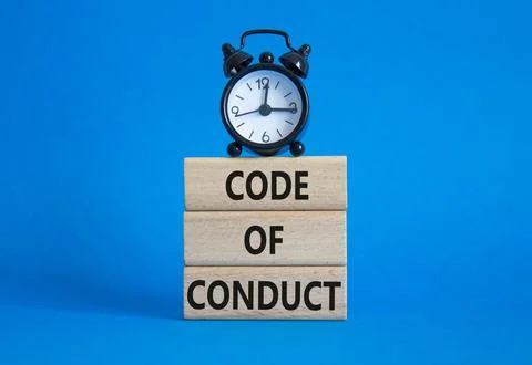 Code of conduct symbol. Wooden blocks with words Code of conduct with alarm.. Stock Photos