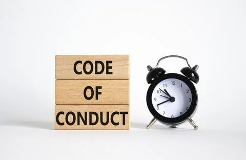 Code of conduct symbol. Wooden blocks with words Code of conduct with alarm c Foto stock