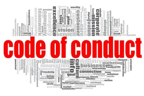 Code of conduct word cloud Illustrazione stock