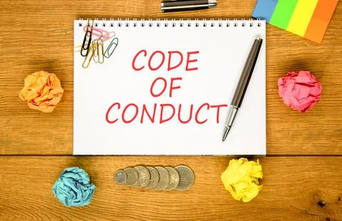 Code of conduct words symbol. Concept words Code of conduct on beautiful wh.. Stockfoto's