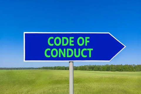 Code of conduct words symbol. Concept words Code of conduct on beautiful bl.. 스톡 사진