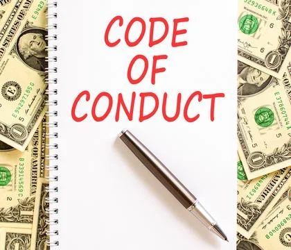 Code of conduct words symbol. Concept words Code of conduct on beautiful wh.. 스톡 사진