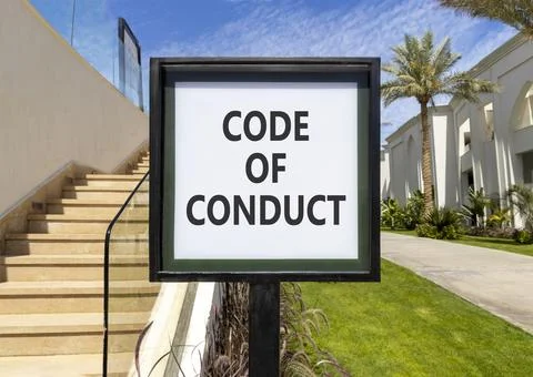 Code of conduct words symbol. Concept words Code of conduct on beautiful wh.. 스톡 사진