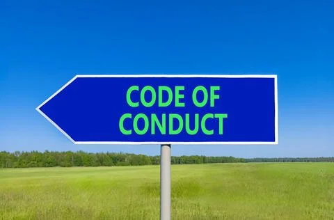 Code of conduct words symbol. Concept words Code of conduct on beautiful bl.. 스톡 사진