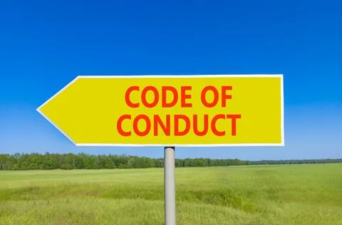 Code of conduct words symbol. Concept words Code of conduct on beautiful ye.. 스톡 사진
