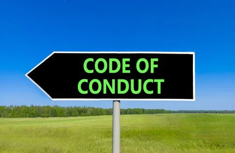 Code of conduct words symbol. Concept words Code of conduct on beautiful bl.. 스톡 사진