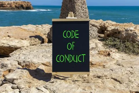 Code of conduct words symbol. Concept words Code of conduct on beautiful bl.. 스톡 사진