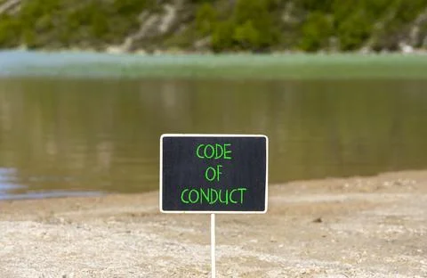 Code of conduct words symbol. Concept words Code of conduct on beautiful bl.. 스톡 사진
