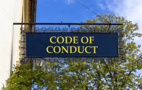 Code of conduct words symbol. Concept words Code of conduct on beautiful bl.. 스톡 사진
