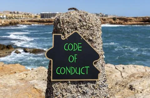 Code of conduct words symbol. Concept words Code of conduct on beautiful bl.. 스톡 사진