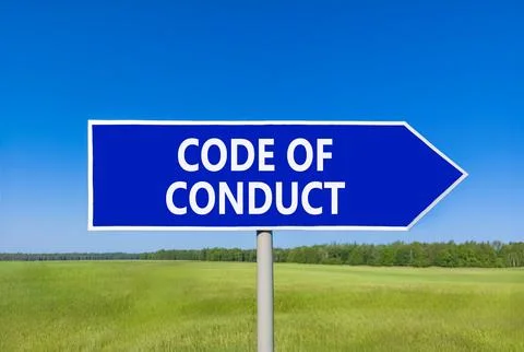 Code of conduct words symbol. Concept words Code of conduct on beautiful bl.. 库存照片