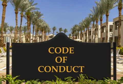 Code of conduct words symbol. Concept words Code of conduct on beautiful blac Stock Photos