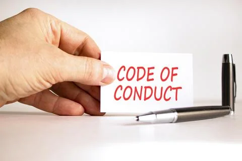 Code of conduct words symbol. Concept words Code of conduct on beautiful whit 库存照片