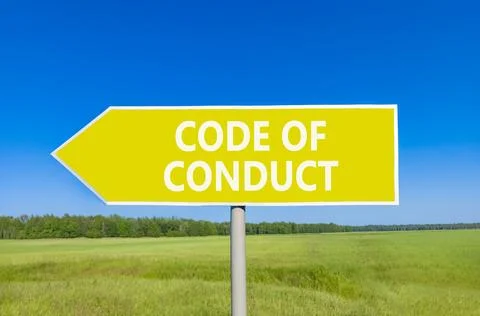 Code of conduct words symbol. Concept words Code of conduct on beautiful ye.. Stockfoto's
