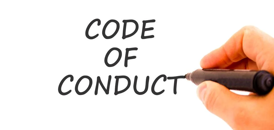 Code of conduct words symbol. Concept words Code of conduct on beautiful whit Foto stock