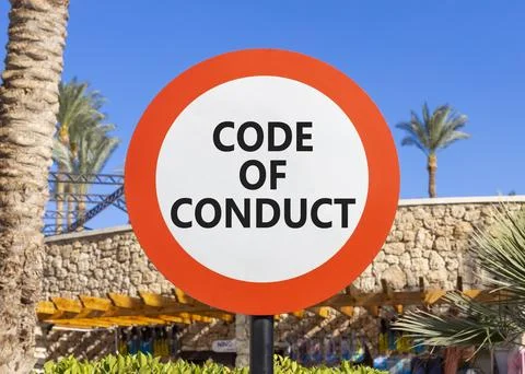 Code of conduct words symbol. Concept words Code of conduct on beautiful wh.. Fotos Stock