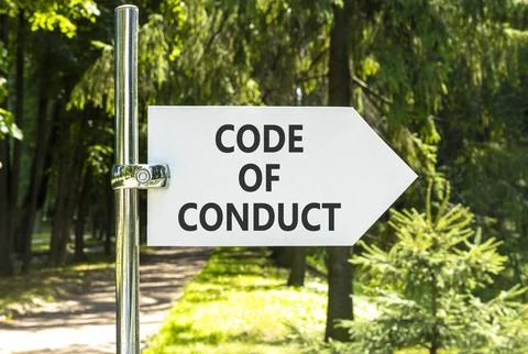 Code of conduct words symbol. Concept words Code of conduct on beautiful wh.. Fotos Stock