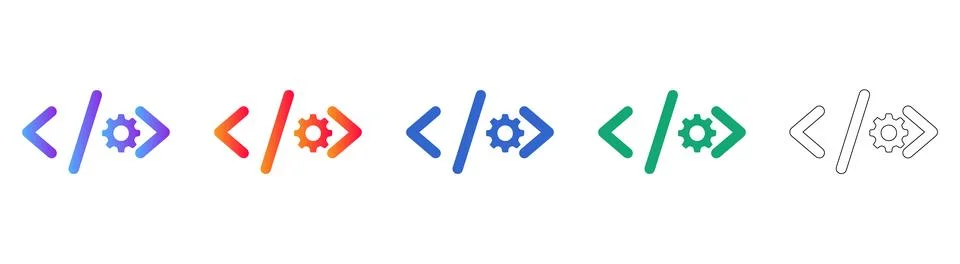 Code Configuration and Programming Icons 스톡 일러스트