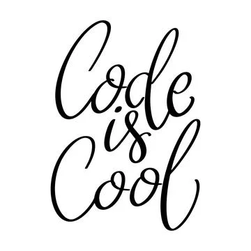 Code is cool, hand lettering phrase, poster design, calligraphy vector illu.. 스톡 일러스트