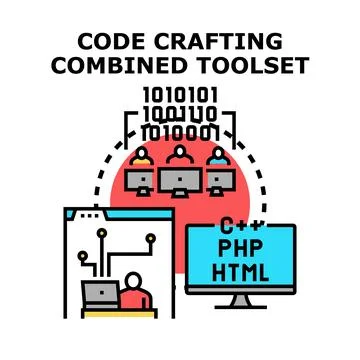 Code crafting combined toolset for software development programming イラスト素材