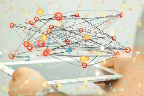 A code data concept in hand digital 3d 库存照片