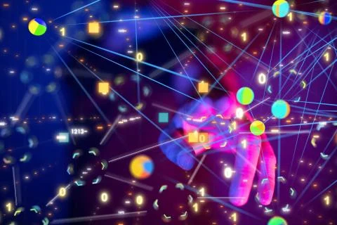 A code data concept in hand digital 3d 스톡 사진