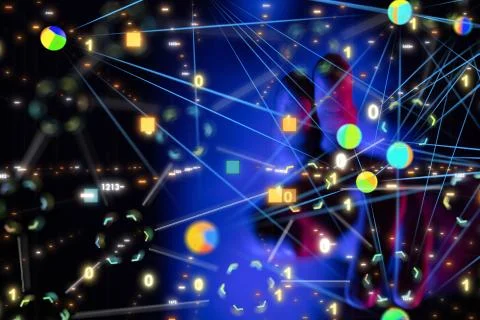 A code data concept in hand digital 3d Stock Photos