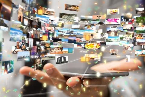 A code data concept in hand digital 3d Stock Photos