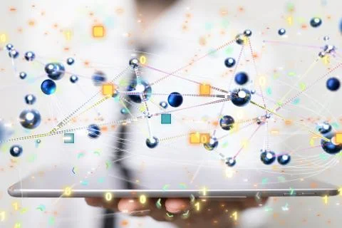 A code data concept in hand digital 3d 스톡 사진