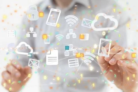 A code data concept in hand digital 3d 写真素材