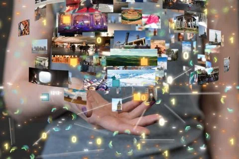 A code data concept in hand digital 3d 스톡 사진