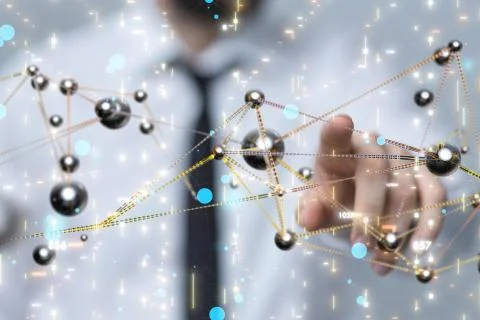 A code data concept in hand digital 3d Stock Photos