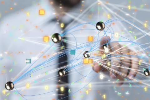 A code data concept in hand digital 3d 스톡 사진