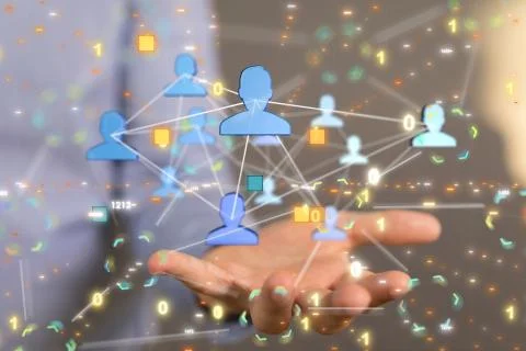 A code data concept in hand digital 3d 스톡 사진