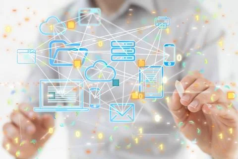 A code data concept in hand digital 3d 스톡 사진