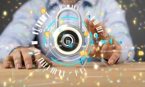 A code data concept in hand digital 3d 스톡 사진