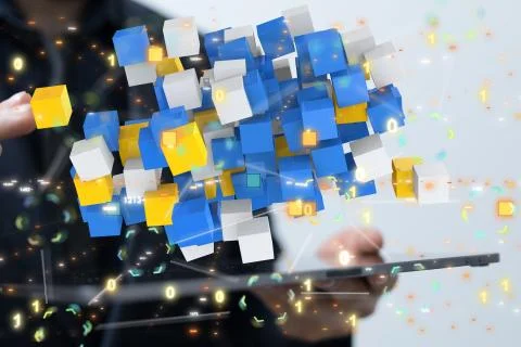 A code data concept in hand digital 3d 스톡 사진