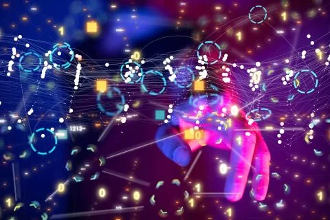 A code data concept in hand digital 3d 스톡 사진