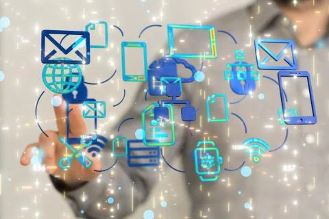 A code data concept in hand digital 3d Stock Photos