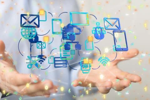 A code data concept in hand digital 3d 库存照片