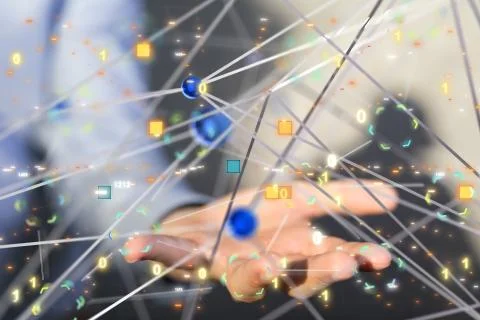 A code data concept in hand digital 3d 스톡 사진